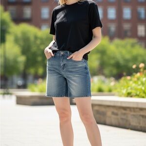 Seven 7 Women's Mid Wash Denim Shorts - Classic Casual 5” inseam